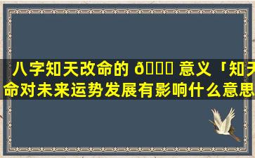 八字知天改命的 🐝 意义「知天命对未来运势发展有影响什么意思」